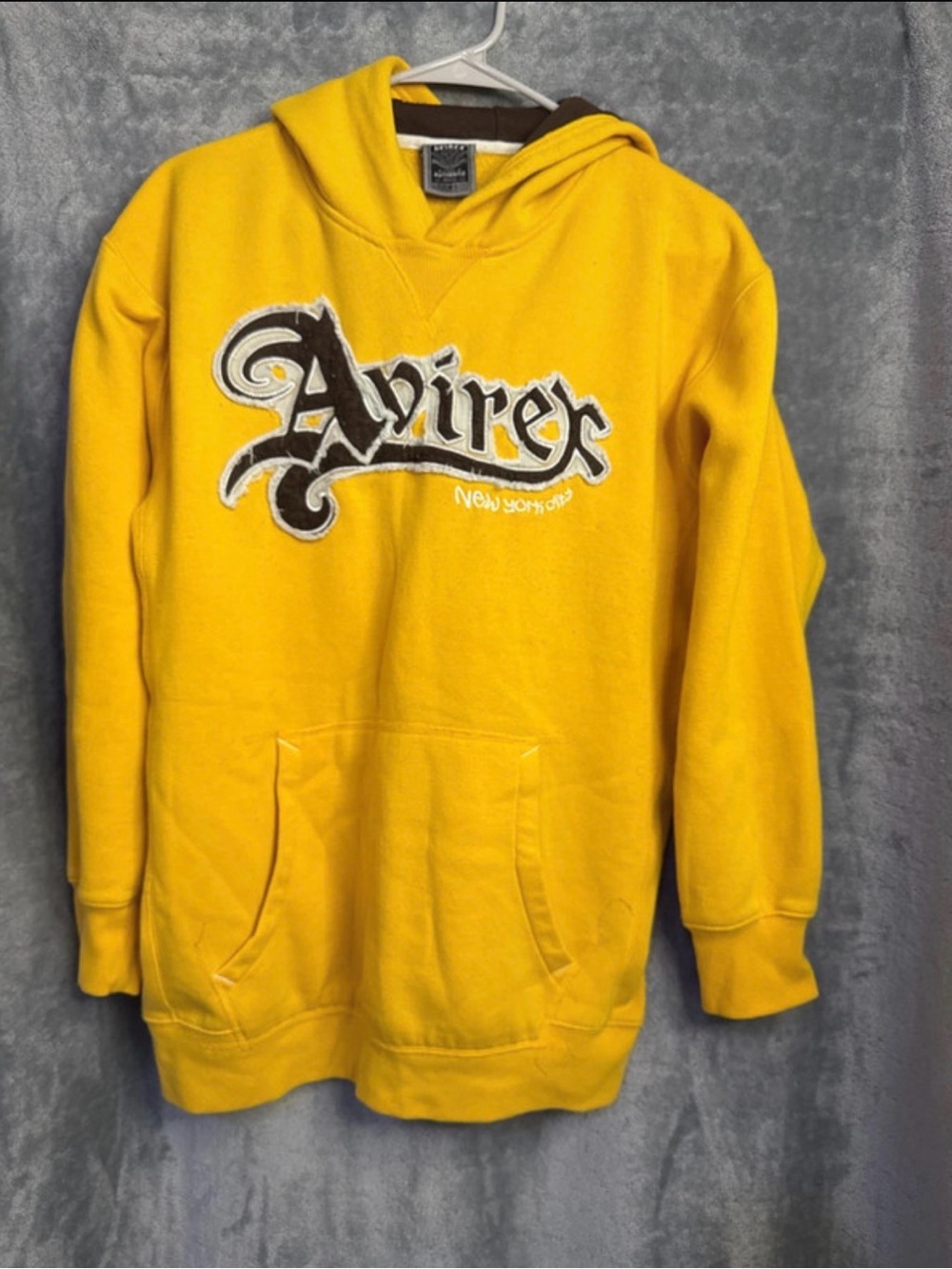 Avirex Bright Yellow Pullover Hoodie with Script Logo